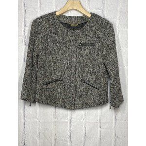 Sanctuary Clothing Jacket Black Multi Tweed Zip‎ Front Zip Pockets Lined Size M